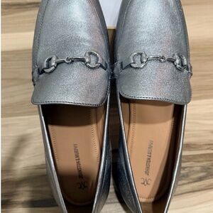 Johnston & Murphy Metallic Silver Leather Loafers